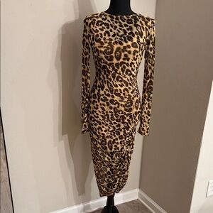 bebe Animal Print Long Sleeve Dress